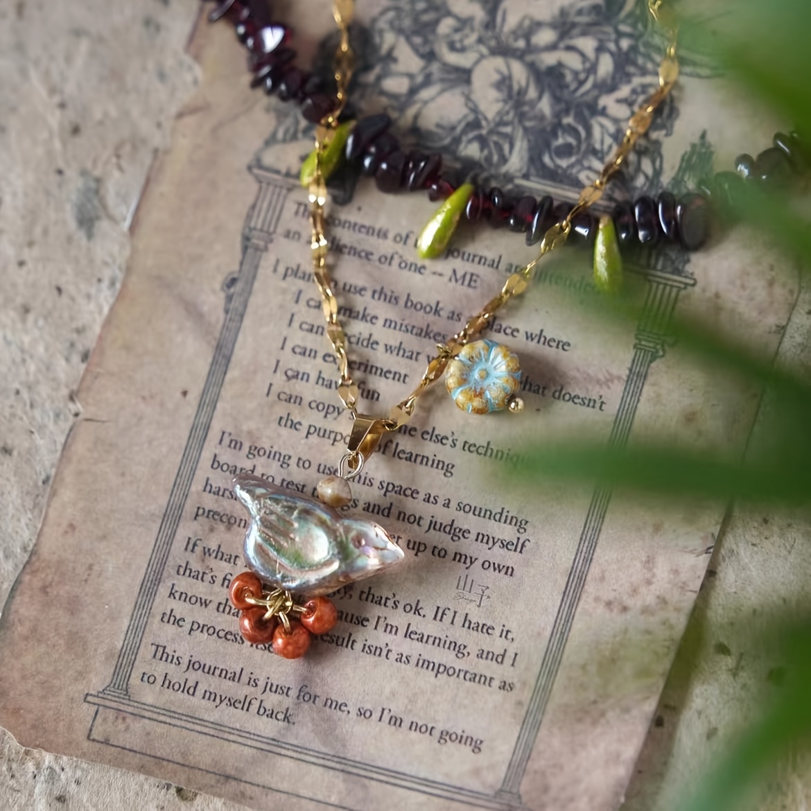 Women's Stackable Garnet Bead Necklace, Retro Natural Style